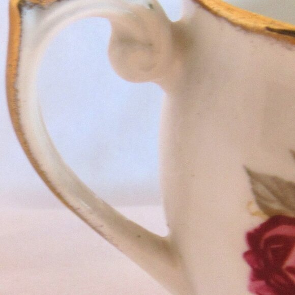 Vintage Queen Anne Lady Sylvia Creamer and Sugar Bowl, Roses, Brushed Gold  B773 - Picture 8 of 9